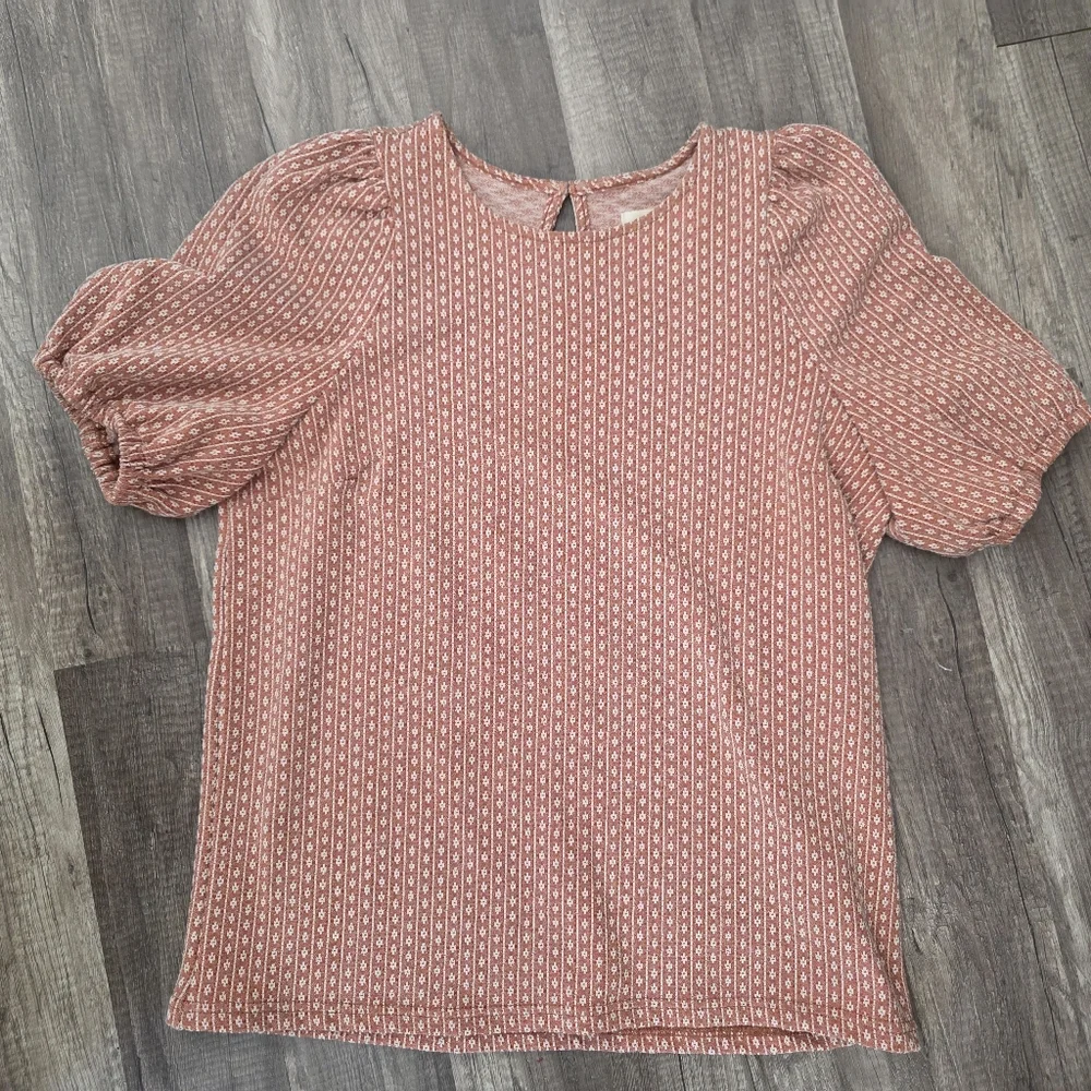 MADEWELL FLORAL JACQUARD PUFF SLEEVE TEE boho Cottagecore Coastal